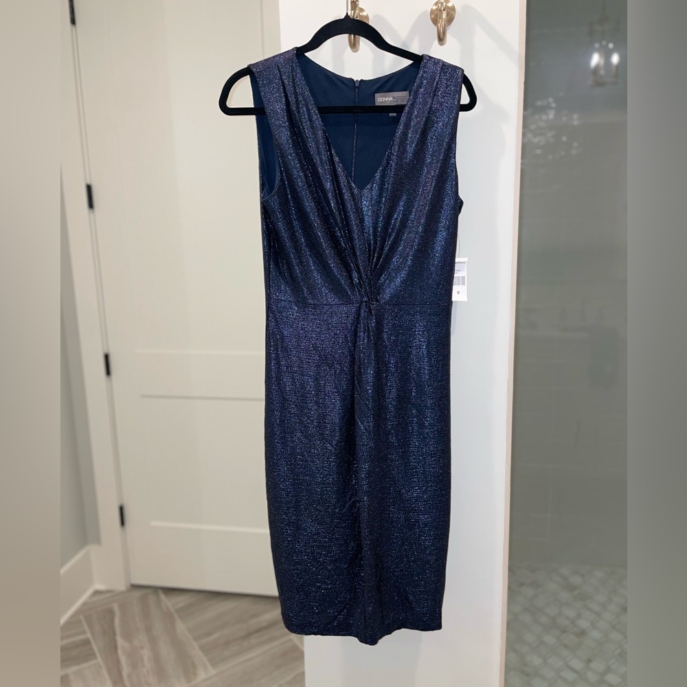 Donna Ricco Foil Knit Twist Front Dress